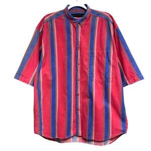 Vintage Santana Mens Size XL Striped Button Up Short Sleeve Shirt